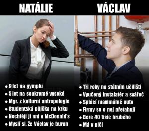 Rozdíl mezi Natálií a Václavem