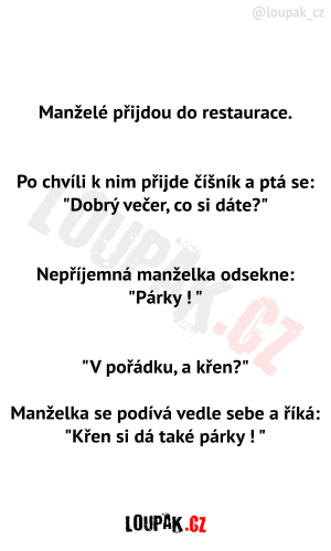 Manželský pár je v restauraci