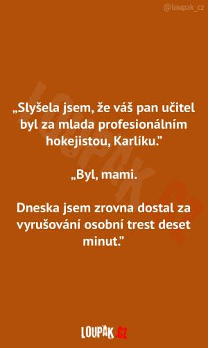 Učitel jako profesionální hokejista 