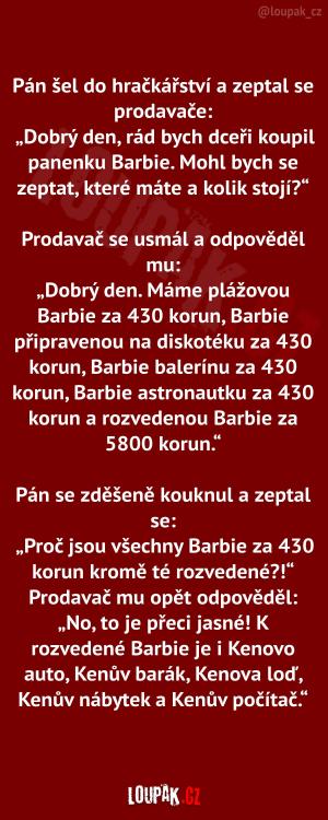 Rozvedená Barbie je nejdražší