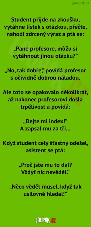 Nenaučený student u zkoušky...