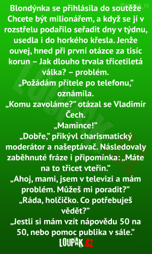 Blondýnka se přihlásila do soutěže