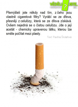 Z čeho se vyrábí cigaretové filtry?