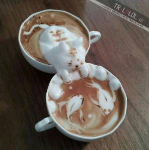 3D latte kočka