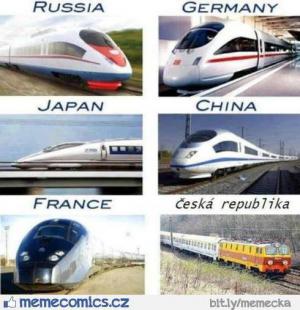 Vlaky v různých zemích a v Česku