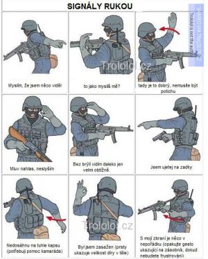 Signály, které používají přepadové jednotky včetně SWAT