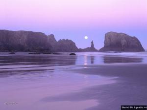 Moonset over Coquille Point 2C Oregon Islands 2C Oregon