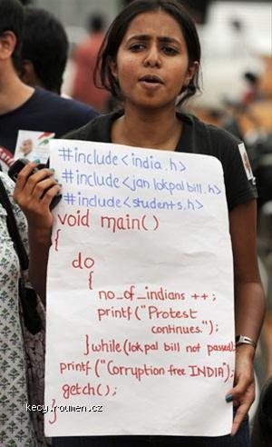 India against corruption protest in C language