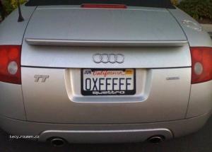 Audi TT geeky license plate 0xFFFFF