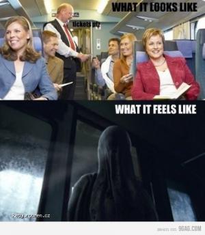 on a train