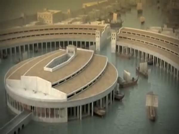       3D vizualizace starověkého přístavu v Kartágu      